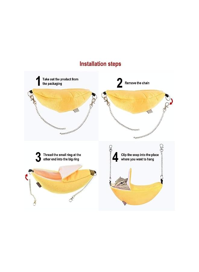 Banana Hamster Bed Accessories Hammock Small Animal Warm Bed House Cage Nest, Hamster Ferret Rat Accessories for Sugar Glider Hamster Small Bird Pet (Banana) - Image 3